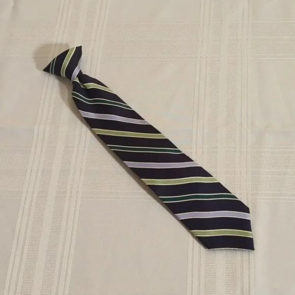 Clip-on Ties (3) Boys 15 Inch Christmas Blue Repp Stripe Red Check